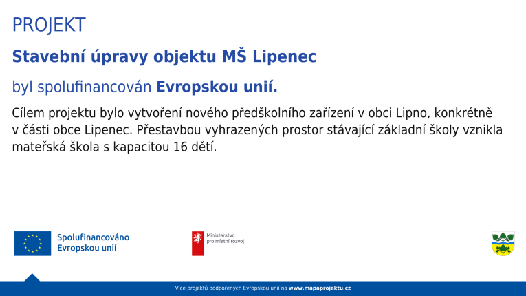 Projekt - Stavební úpravy objektu MŠ Lipenec