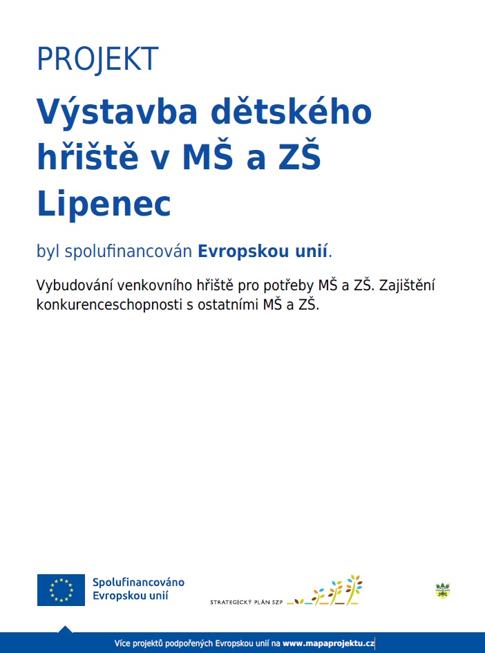 dětské hřiště MŠ a ZŠ Lipenec